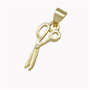 Barber Scissors Charms Copper Pendant Gold Plated, approx 8-15mm