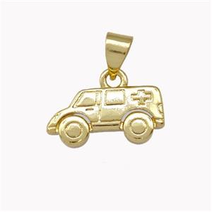 Ambulance Car Charms Copper Pendant Gold Plated, approx 8-15mm