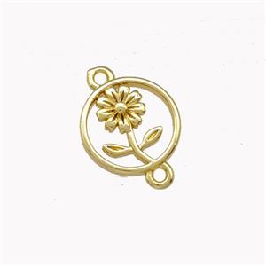 Copper Flower Connector Gold Plated, approx 12mm