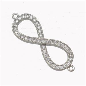 Copper Infinity Connector Pave Zirconia Platinum Plated, approx 10-25mm