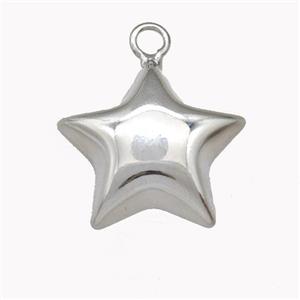 Copper Star Pendant Hollow Platinum Plated, approx 22mm