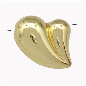 Copper Heart Beads Hollow Gold Plated, approx 20-25mm