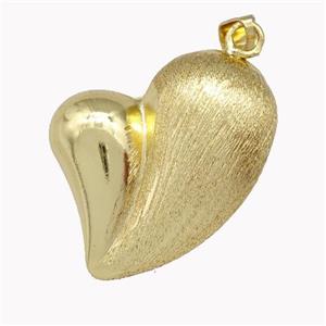 Copper Heart Pendant Brushed Hollow Gold Plated, approx 28-33mm
