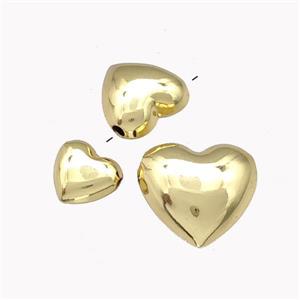 Copper Heart Beads Hollow Gold Plated, approx 20mm