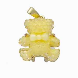 Yellow Resin Bear Pendant Gold Plated, approx 15mm
