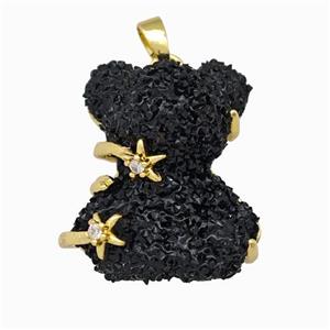Black Resin Bear Pendant Gold Plated, approx 20-22mm