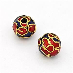 Copper Round Beads Multicolor Painted Gold Plated, approx 8mm