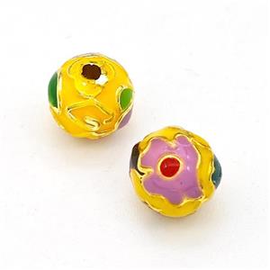 Alloy Round Bead, Enamel Gold Plated, approx 10mm