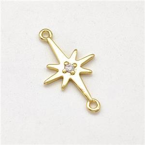 Copper Northstar Pendant Pave Zirconia Gold Plated, approx 11-15mm