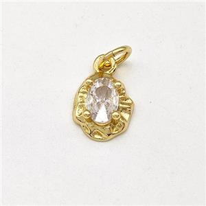 Copper Pendant Pave Zirconia Gold Plated, approx 8-10mm