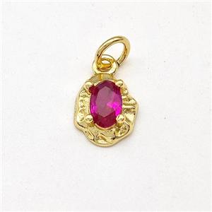 Copper Pendant Pave Zirconia Gold Plated, approx 8-10mm