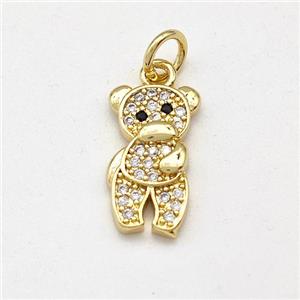 Copper Bear Pendant Micro Pave Zirconia Gold Plated, approx 8-14mm