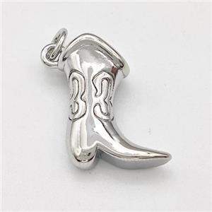 Cowboy Boot Charms Copper Shoe Pendant Platinum Plated, approx 13-17mm