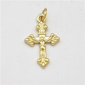 Copper Cross Pendant Jesus Gold Plated, approx 13-18mm