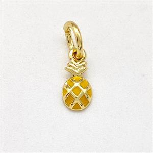 Copper Pineapple Pendant Yellow Enamel Gold Plated, approx 4-7mm