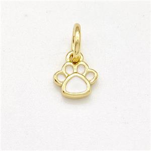 Copper Paws Charms Pendant White Enamel Gold Plated, approx 6mm