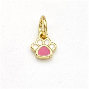 Copper Paws Charms Pendant White Pink Enamel Gold Plated, approx 6mm