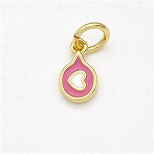 Copper Heart Pendant Pink White Enamel Gold Plated, approx 5-6mm