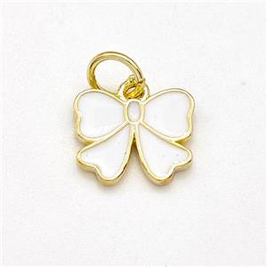 Copper Bow Pendant White Enamel Gold Plated, approx 8-10mm