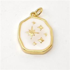 Copper Northstar Pendant White Enamel Gold Plated, approx 14-17mm