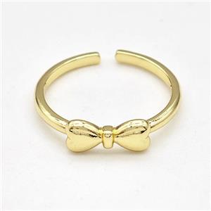 Copper Bow Rings Gold Plated, approx 5-11mm, 18mm dia