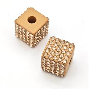 Resin Cube Beads Micro Pave Rhinestone Large Hole, approx 13mm, 3mm hole