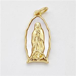 Jesus Charms Copper Pendant Pave Shell Gold Plated, approx 9-17mm