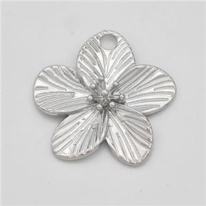 Copper Flower Pendant Platinum Plated, approx 30mm