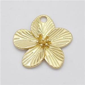 Copper Flower Pendant Gold Plated, approx 30mm