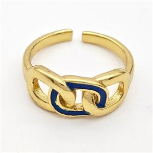 Copper Rings Blue Enamel Gold Plated, approx 8-19mm, 18mm dia