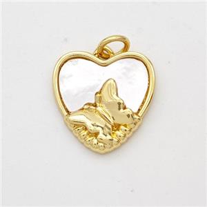 Copper Heart Pendant Pave Shell Mountain 18K Gold Plated, approx 15mm