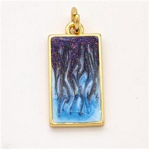 Copper Rectangle Pendant Painted 18K Gold Plated, approx 10-17mm