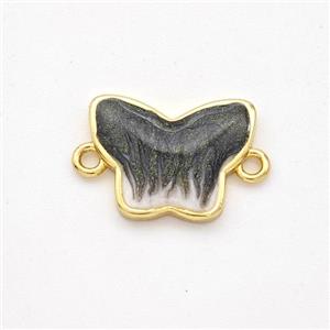 Copper Butterfly Connector Black Painted 18K Gold Plated, approx 10-14mm