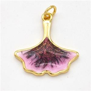 Copper Ginkgo-Leaf Pendant Painted 18K Gold Plated, approx 18-20mm