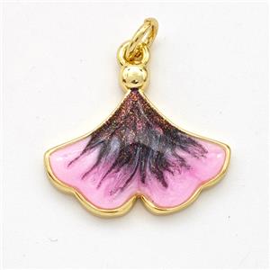 Copper Ginkgo-Leaf Pendant Painted 18K Gold Plated, approx 16-18.5mm