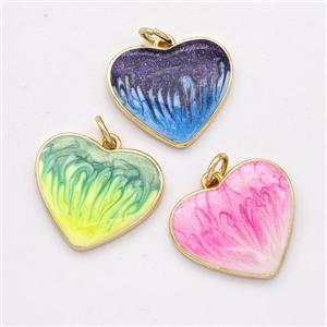 Copper Heart Pendant Painted 18K Gold Plated Mixed, approx 18mm