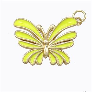 Copper Butterfly Pendant Yellow Enamel Gold Plated, approx 16-21mm