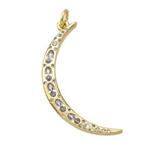 Copper Moon Pendant Micropave Zirconia Gold Plated, approx 4-33mm