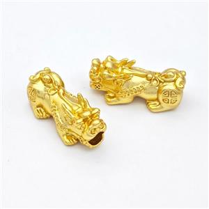 Copper Pixiu Charms Beads Large Hole Gold Plated, approx 13-26mm, 4mm hole