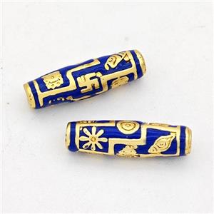 Copper Rice Beads Lapisblue Enamel Gold Plated, approx 4.5-15.5mm