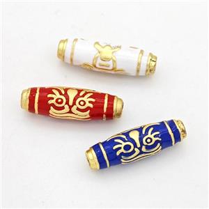 Copper Rice Beads Enamel Gold Plated Mixed, approx 5-15mm