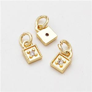 Copper Square Pendant Pave Zirconia Gold Plated, approx 4mm