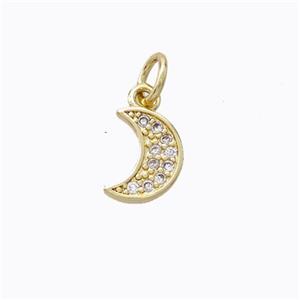 Copper Moon Pendant Pave Zircoina Gold Plated, approx 7-9mm