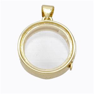 Copper Circle Locket Pendant Gold Plated, approx 18mm