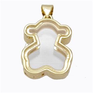 Copper Bear Locket Pendant Gold Plated, approx 16-20mm