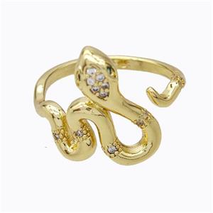 Copper Snake Rings Micropave Zirconia Gold Plated, approx 14-18mm, 18mm dia