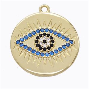 Copper Eye Pendant Micropave Zirconia Circle Gold Plated, approx 25mm