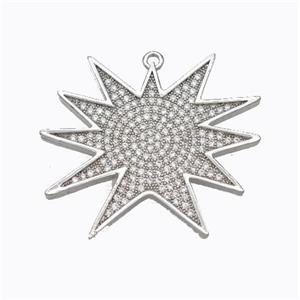 Copper Star Pendant Micropave Zirconia Platinum Plated, approx 28-30mm