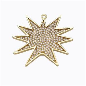 Copper Star Pendant Micropave Zirconia Gold Plated, approx 28-30mm