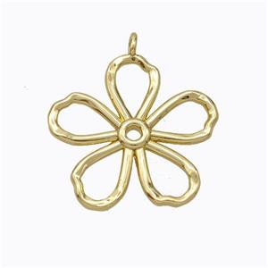 Copper Flower Pendant Hammered Gold Plated, approx 26mm